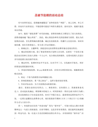 圣诞节促销的活动总结 