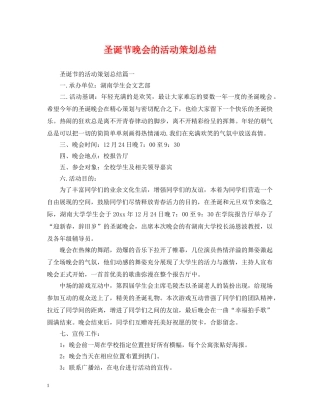 圣诞节晚会的活动策划总结 
