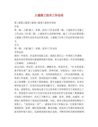 土建施工技术工作总结 