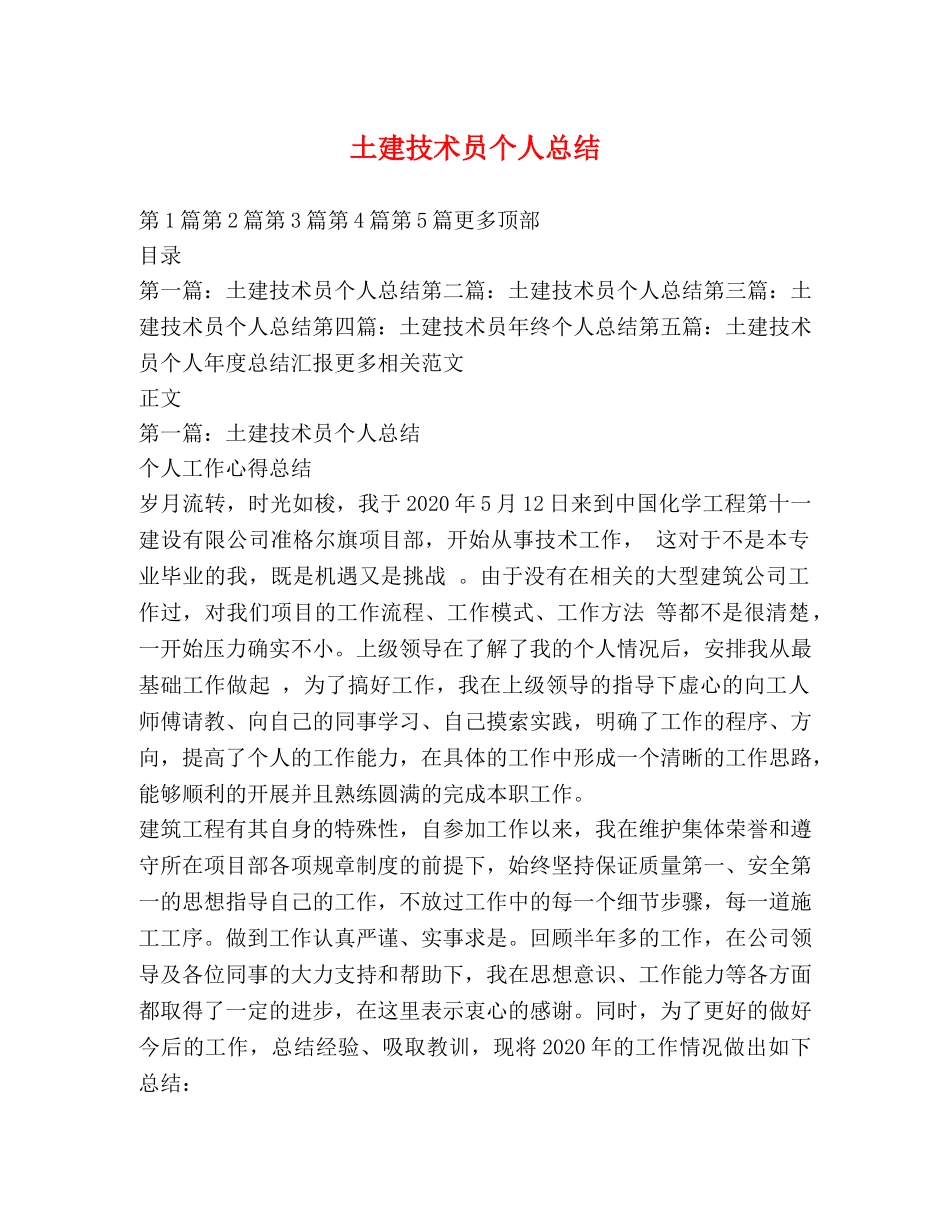 土建技术员个人总结 _第1页