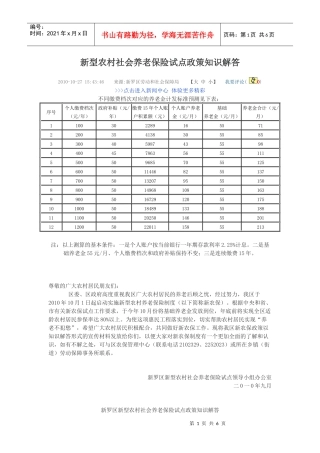新型农村社会养老保险试点政策知识解答