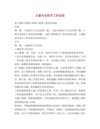 土建专业技术工作总结 