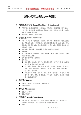 展区名称及展品分类细目-苏州市对外贸易经济合作局