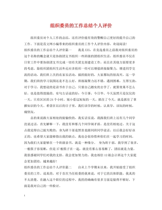 组织委员的工作总结个人评价