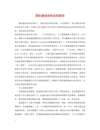 团队建设活动总结报告 