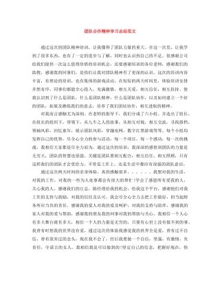团队合作精神学习总结范文 