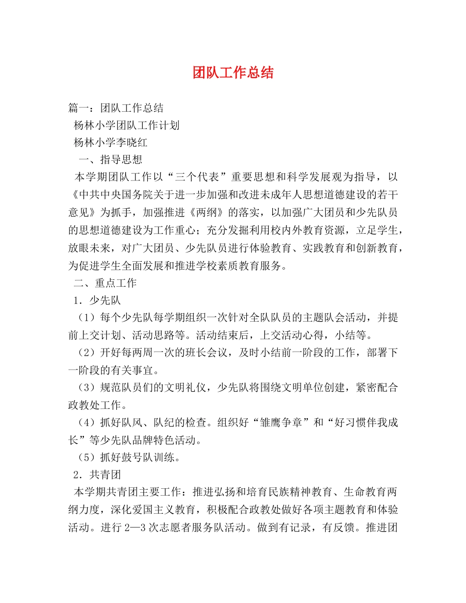 团队工作总结 (2) _第1页