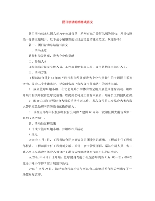 团日活动总结格式范文 