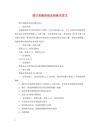 团日实践活动总结格式范文 