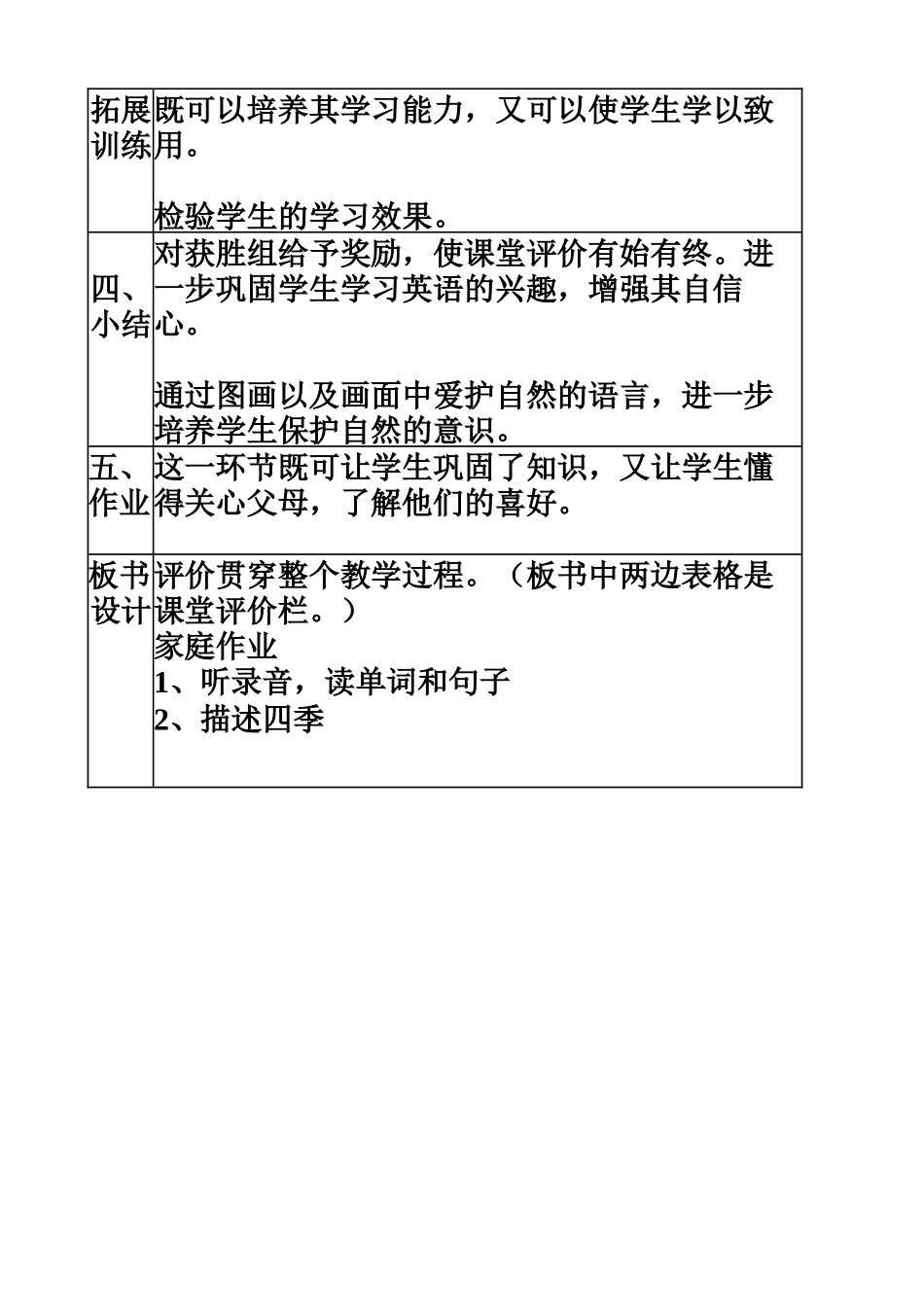 湘少版小学英语四年级下册unit8教学设计_第2页