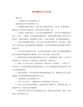 团支部副书记工作计划 