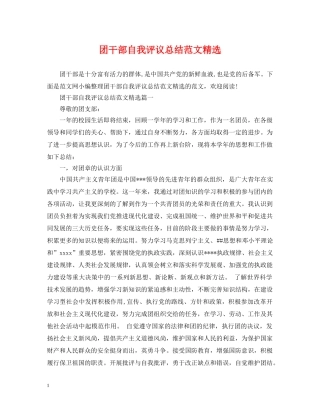 团干部自我评议总结范文精选 