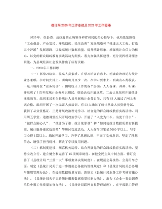 统计局年工作总结及年工作思路