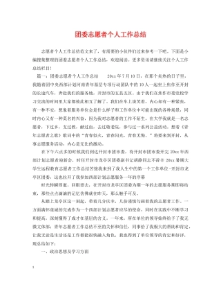 团委志愿者个人工作总结 