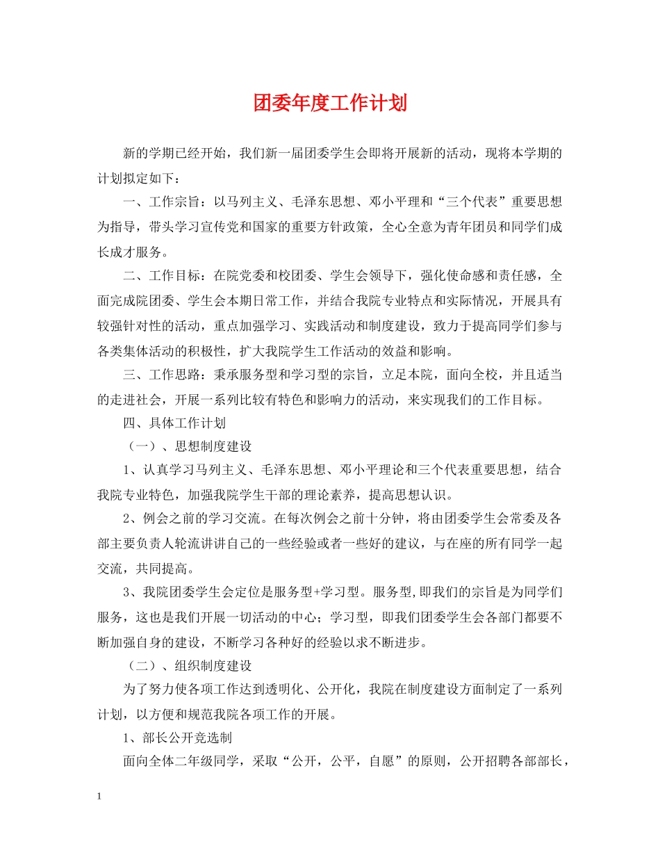 团委年度工作计划2 _第1页