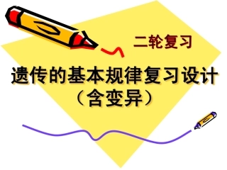 二轮遗传基本规律的复习设计