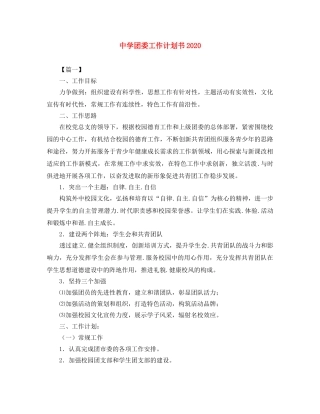 团委工作计划书2020 