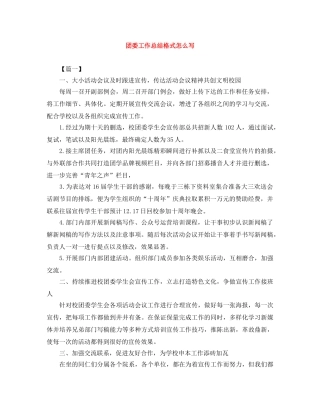团委工作总结格式怎么写 