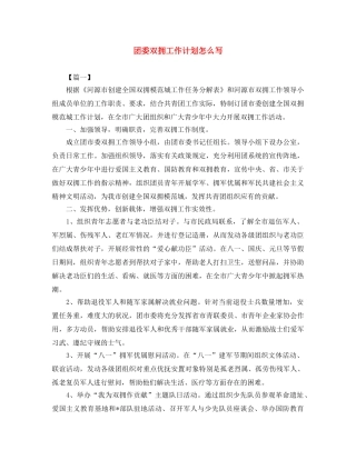 团委双拥工作计划怎么写 