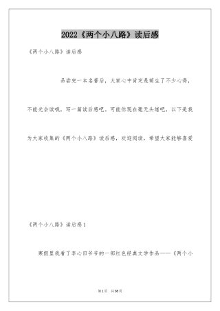 2024《两个小八路》读后感_1