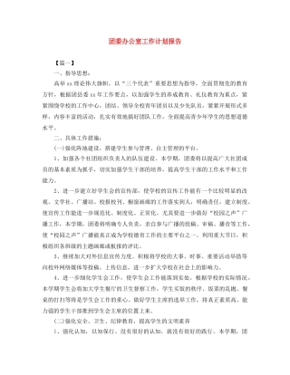 团委办公室工作计划报告 