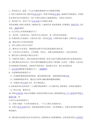 初三政治复习提纲