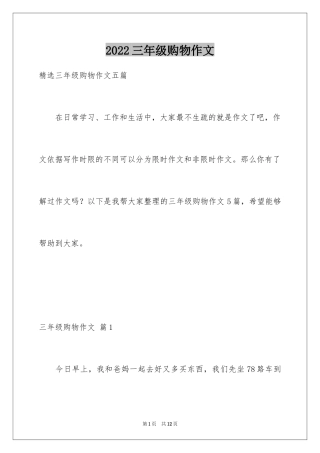 2024三年级购物作文