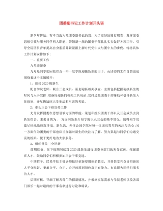 团委副书记工作计划开头语 
