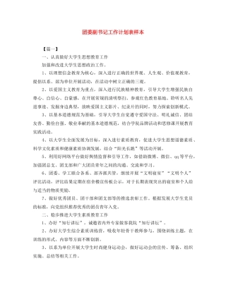 团委副书记工作计划表样本 