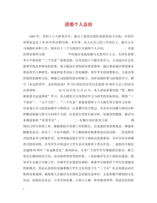团委个人总结 