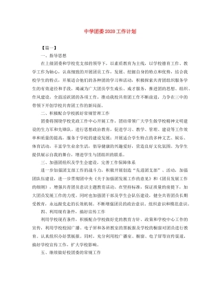 团委2020工作计划 