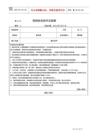 班组安全技术交底记录大全表(DOC37页)