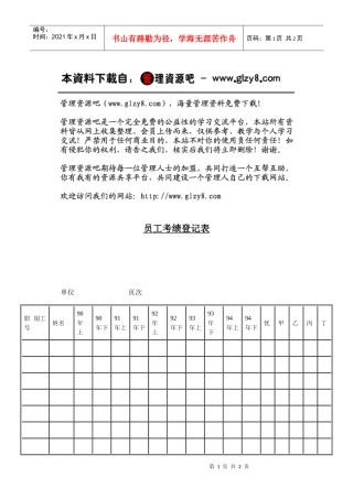 员工考绩登记表