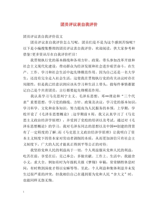 团员评议表自我评价 