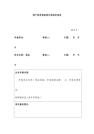 企业清产核资清查损失现场审查表