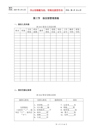 第三节保安部管理表格