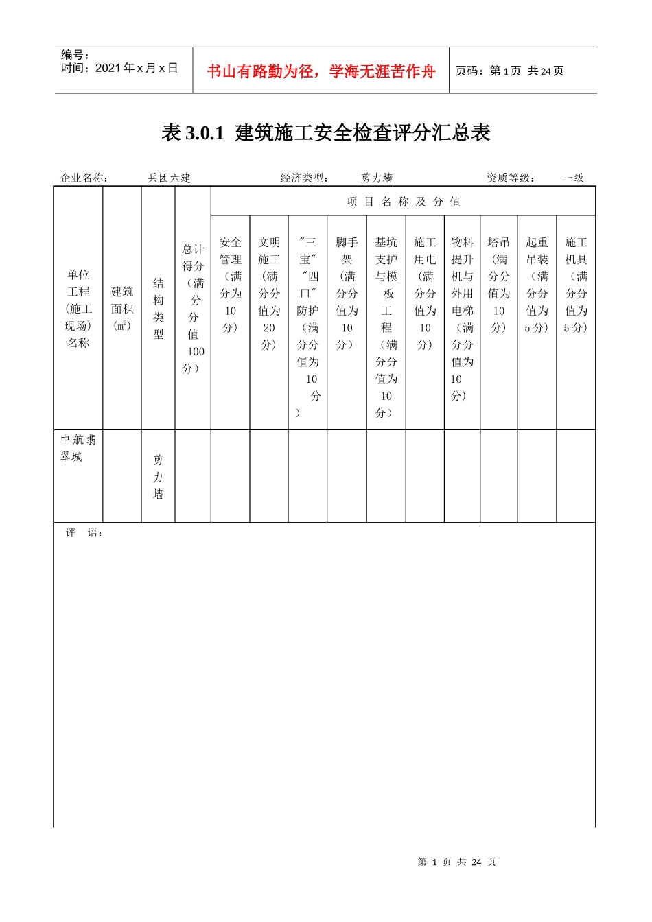 安全检查评分表1515971883_第1页