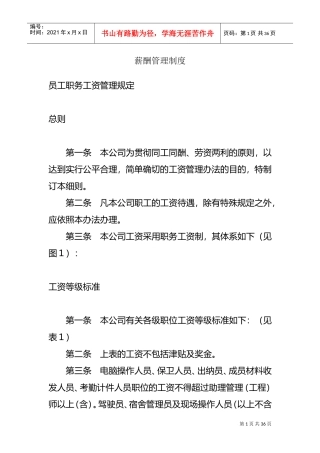 某某公司薪资管理规范
