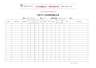 VKWY6.3-Q01-F8汽美中心仓库物资盘点表