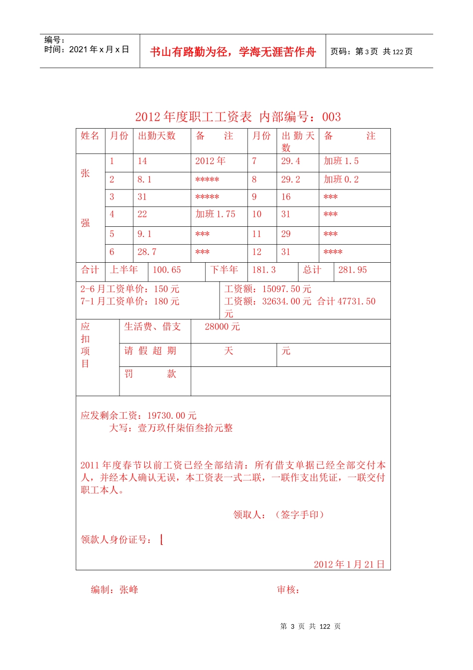 职工个人 工资表_第3页