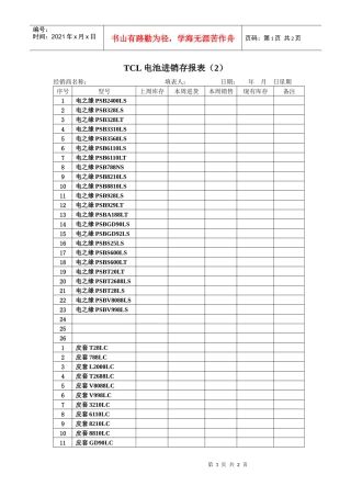 附表2.2TCL电池进销存报表