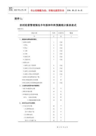 农村经营管理情况半年报和年终预测统计报表表式