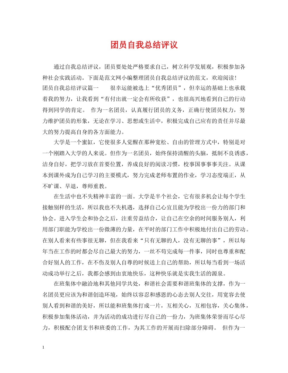 团员自我总结评议 _第1页
