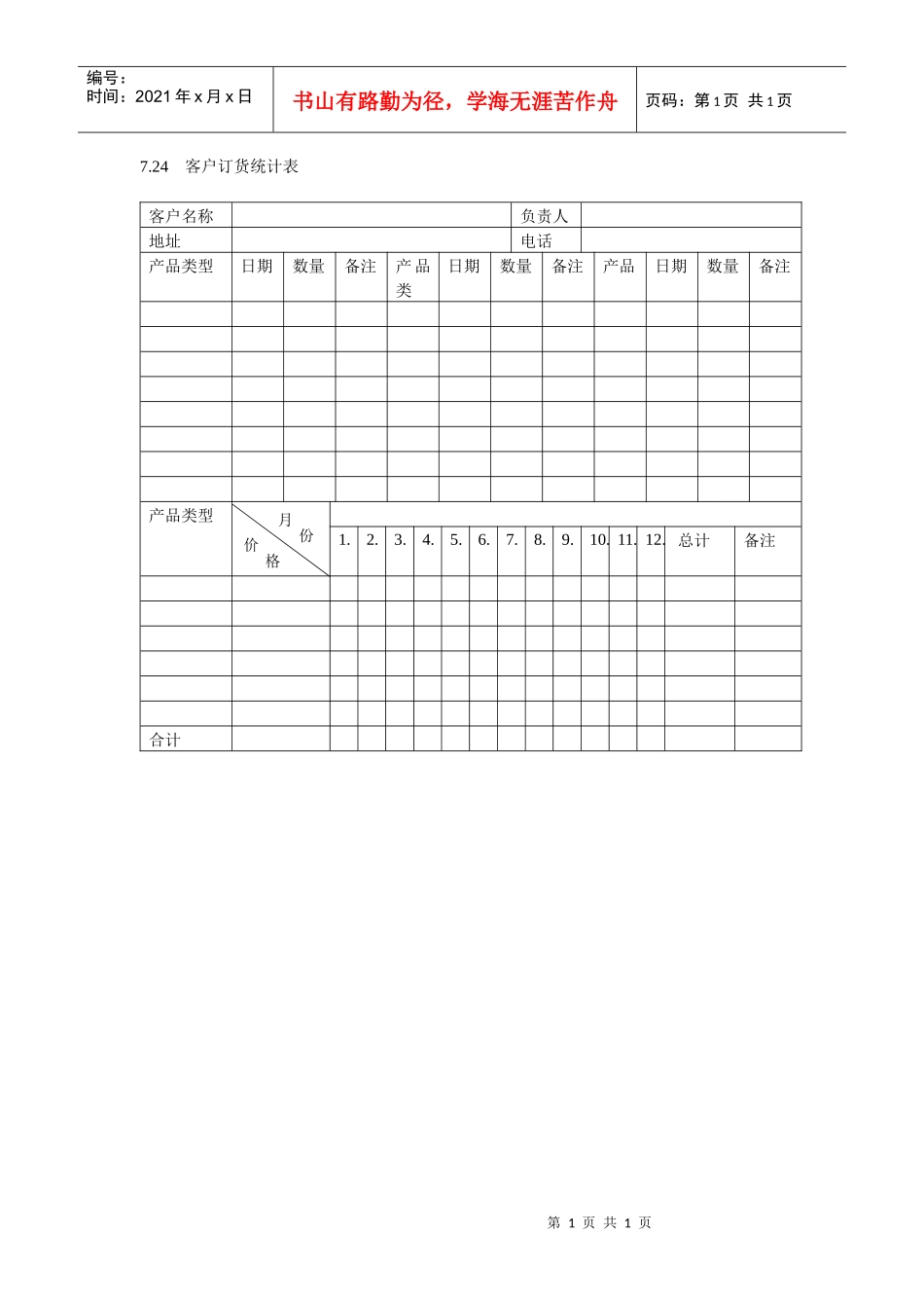 客户订货统计表_第1页