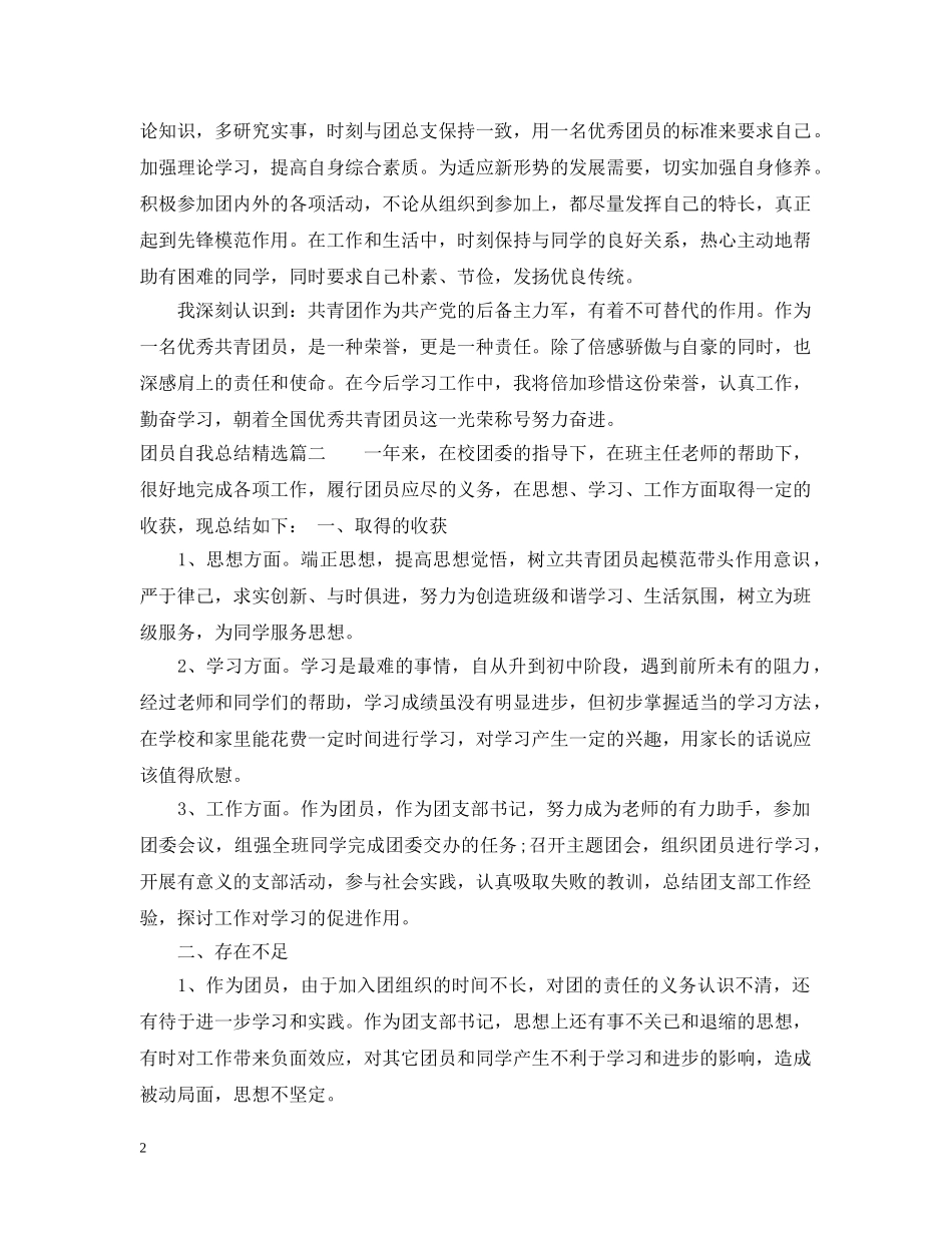 团员自我总结精选 _第2页