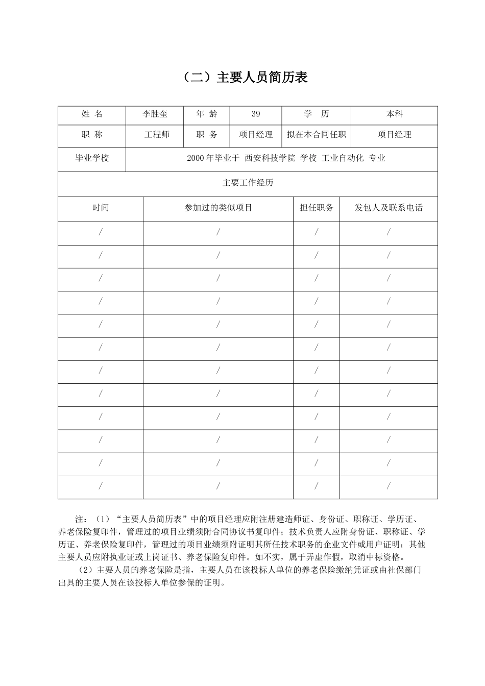 施工项目部管理人员资格报审表_第2页