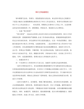 审计工作总结范文