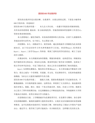 团员的600字自我评价 