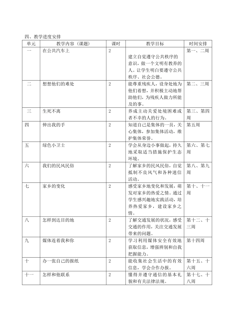 四年级下品德与社会教学计划_第2页