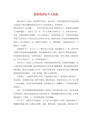 团员民评议个人总结 